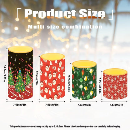 NETILGEN Merry Christmas Decor Flameless Electric LED Pillar Candles with Remote Timer Control Color Changing Long Lasting Tealights Candles Set of 4