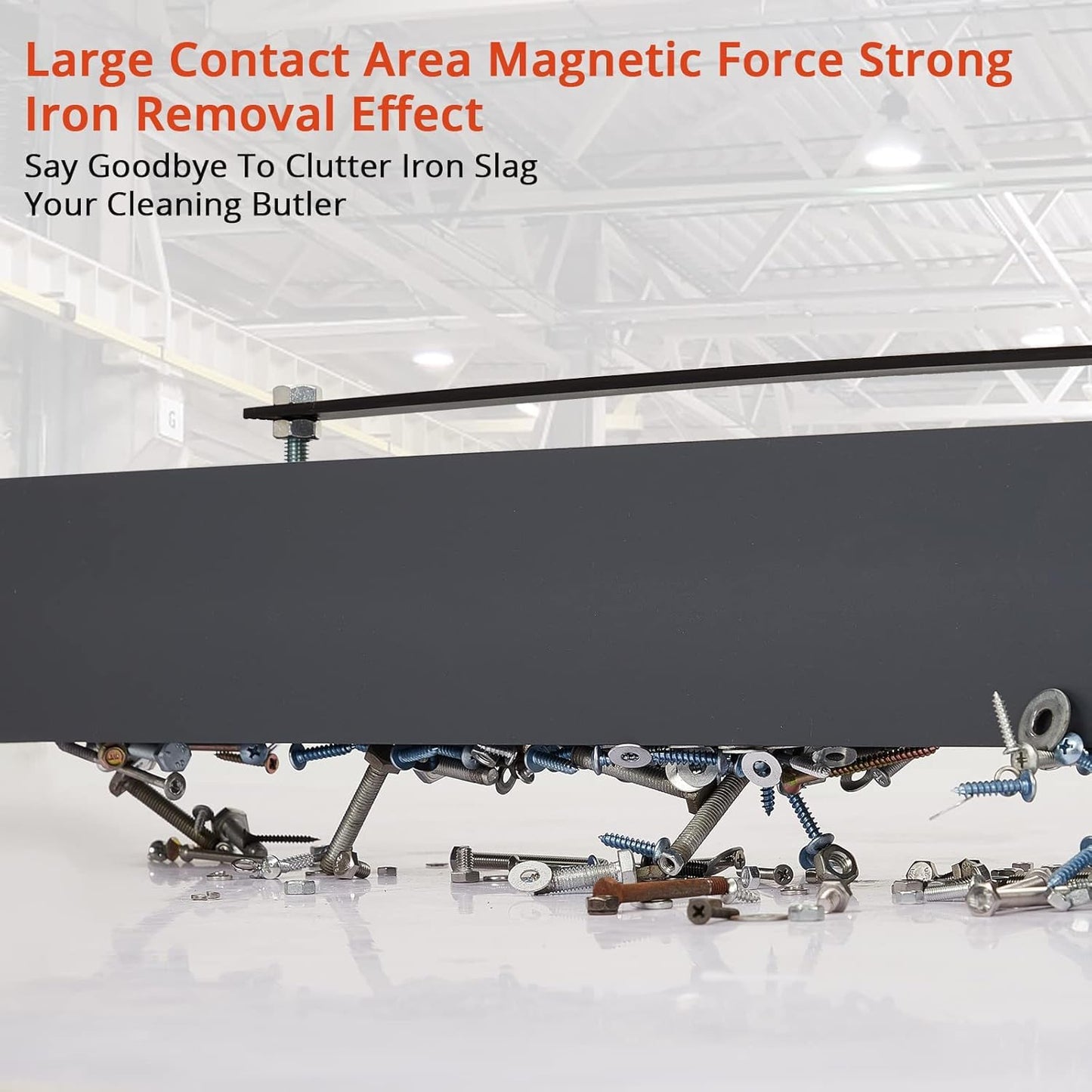 PeakPursuit 48 Inch Hanging Magnetic Sweeper, 120 LB Lifting Capacity Magnetic Nail Sweeper with Quick Release Lever, for Forklift Mounting on Construction Sites, Warehouses & Workshops
