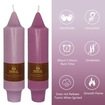 Short Taper Candles Set of 4 – 5 Inch Unscented Tapered Candles,Gradation Purple Smokeless Candle Sticks Handmade Taper Candles for Wedding Home Decor Dinner