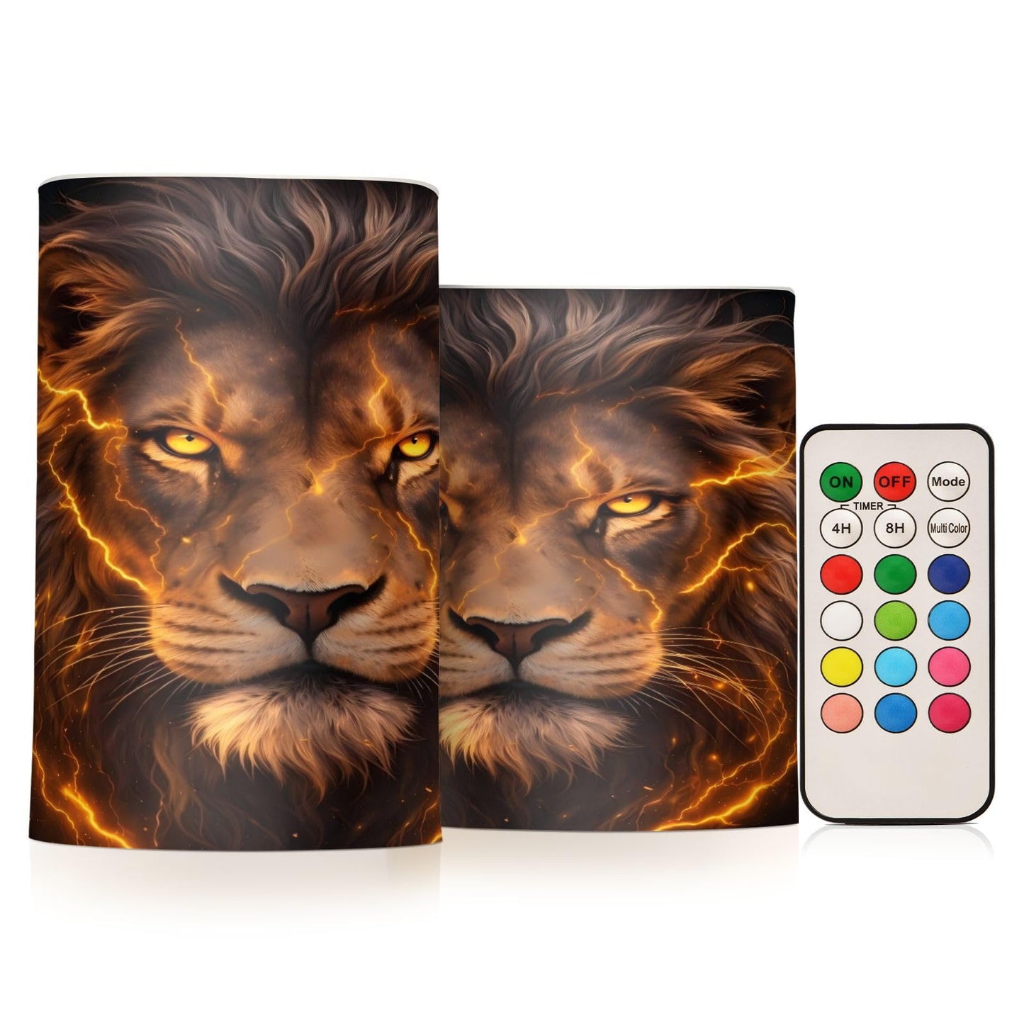 KGLDSNM Golden Lion LED Flameless Flickering Candle with Remote Timer Battery Operated for Indoor Outdoor Party Holiday Home Decor 2 Pack