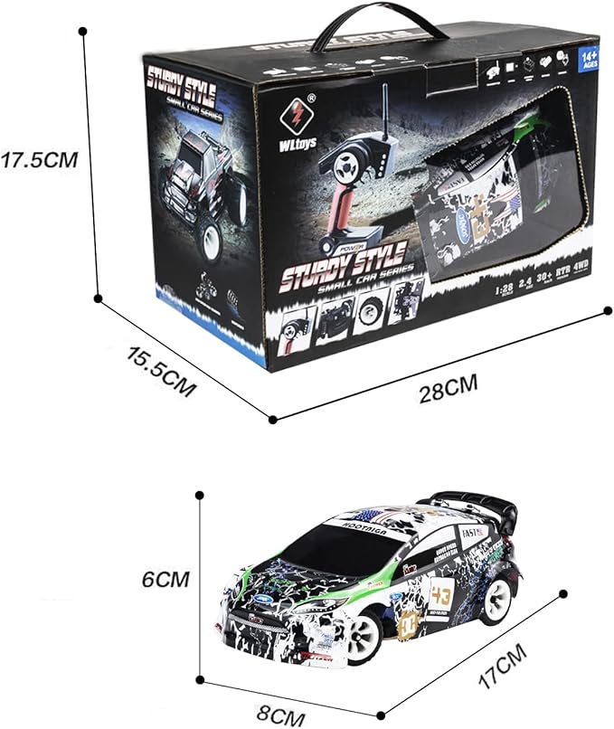 Wltoys K989 RC Drift Car 3pcs Upgraded 500mah Battery 1/28 RC Car 2.4G Remote Control Cars 4WD Tabletop Drift Rc Car 30km/h Mini Car for Kids Gifts