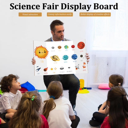 Ndsox 4 Pack 26" x 16" White Trifold Poster Board Medium Size Corrugated Tri Fold Project Poster Boards Science Fair Display Posterboards for Business Presentations, Event Displays, Art Exhibitions