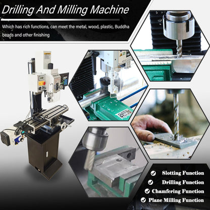 LGXEnzhuo 1300W Milling Drilling Machine R8 Taper Drilling Milling Lathe 50-2250RPM Brushless Motor with 27.5" x 7" Workbench for DIY/Metal/Wood Working 110V