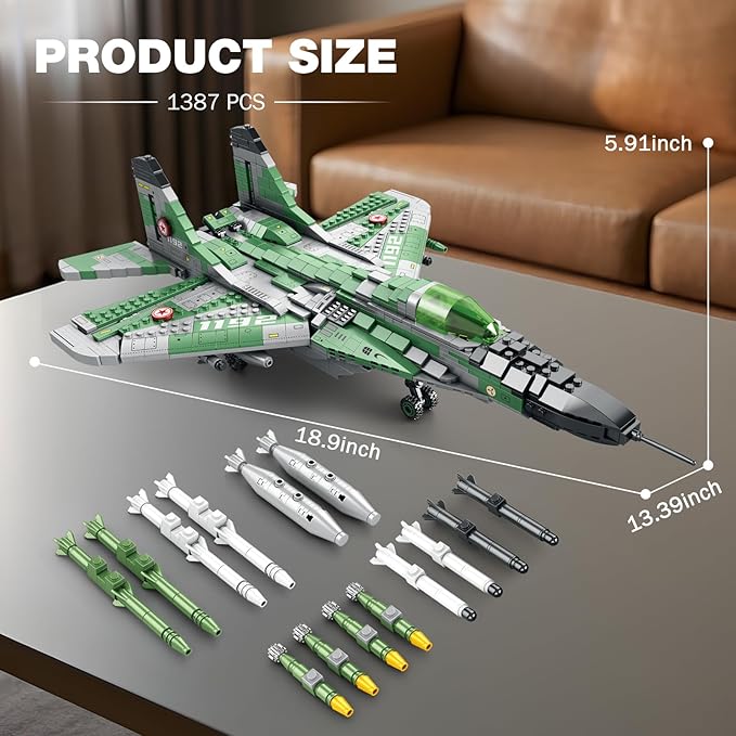 Reobrix Fighter Jet Building Sets for Adults Military Fighter Display Model 33024 Technical Military Plane Collectible Set Toys Gifts for Aviation Fans Boys Girls 14+ (1387 PCS)
