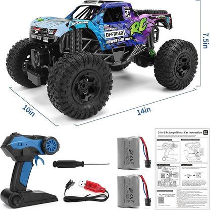 Remote Control Truck1:12 4x4 Offroad Waterproof RC Trucks Large Amphibious Remote Control CarDual Motors Crawler Vehicle Monster Toys with 2 Rechargeable Batteries Best Gift for Kids Adults