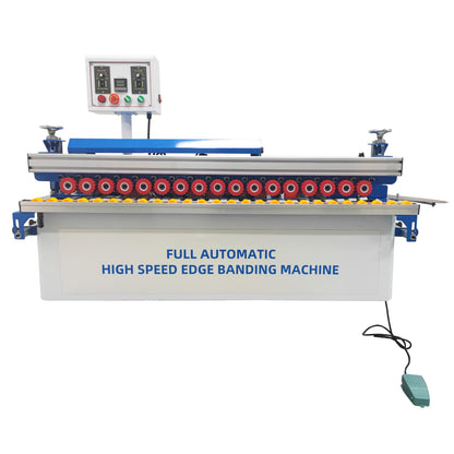 TECHTONGDA Woodworking Edge Bander Automatic Edge Banding Machine for Straight and Curved Edges, No Dust Collection Adjustable Speed 0-6m/min