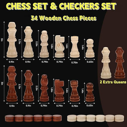 Chess Board Sets 15 Inch Magnetic Chess Set for Adults &amp Kids Checkers Board Game Handmade Folding Chess Boards with 2 Extra Queens by Kiapeak