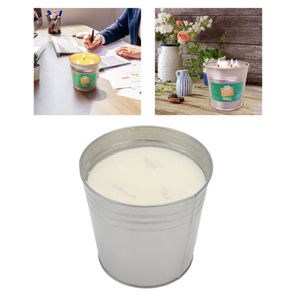 Pwshymi Scented Candle Smokeless 3 Wick Metal Bucket Soy Wax Essential Oil Scented Candle for Dining Garden Camping, Candles Gifts Set for Women, Birthdays, Weddings, Chr