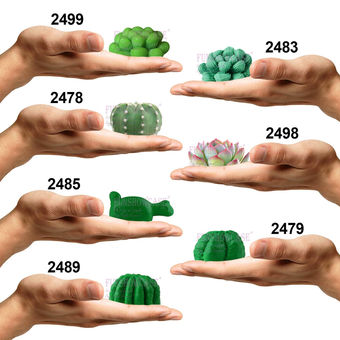 Funshowcase Cactus and Succulent Plant Silicone Molds Set for Epoxy Resin Soap Candle Wax Polymer Clay Concrete Plaster Fondant Cake Decor Chocolate with Beginner Tutorials