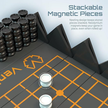 VENTUREBOARD GO 9x9 6 Inches Magnetic Unique GO Set Board Game - Folding Board Portable Travel GO Board Game Pieces - (Black/Grey)
