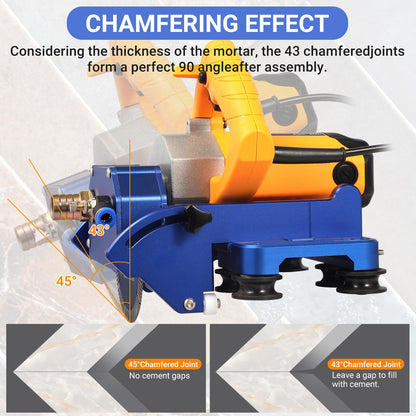 Electric Orbital Tile Cutter, 2300W Angle Grinder 8000RPM, 71" Cutting Length, Wet & Dry Blades, Bevel & Chamfer, Dual 1.05m Tracks with Suction Cups & Clamps, Water Pump & Tool Bag