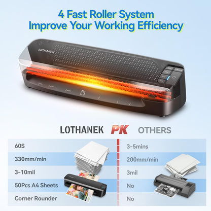 A3 3-10 Mil 4-Roller Commercial Laminating Machine+100 Pack 9 x 11.5 Inches Thermal Laminating Pouches 10 Mil