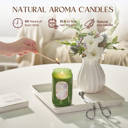 M&SENSE Strong Green Soy Scented Candle - Eucalyptus Mint Candle, 10.6 oz, 60-Hour Burn,Calming Stress Relief Candles Gift for Birthday,Valentine's Day,Mother Day