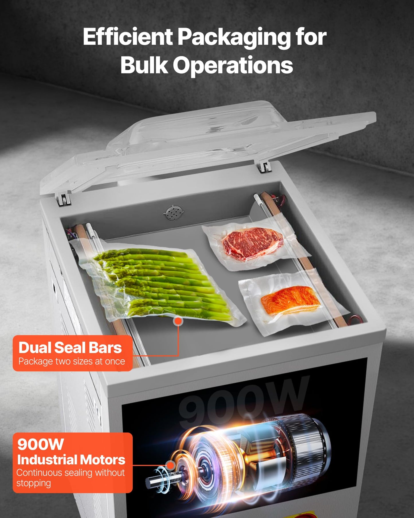 VEVOR Chamber Vacuum Sealer, 100kPa Powerful Vacuum Sealing Machine, LED Screen, One-Touch Compact Meat Packing Machine with 2 Sealing Strips & 60 Vacuum Bags, for Dry & Wet Food Preservation