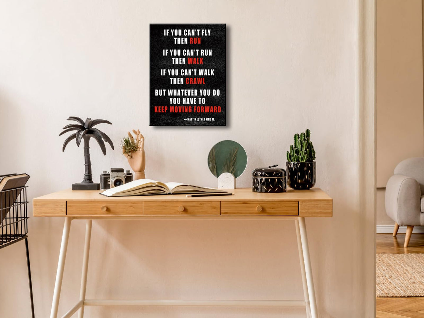 Pyradecor Keep Moving Forward Motivational Classroom Positive Quotes Inspirational Poster Canvas Prints Wall Art for Office Living Room Home Decorations