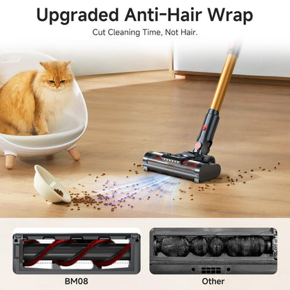 Cordless Vacuum Cleaner, 550W/50Kpa/70Mins Cordless Vacuum Cleaners for Home with Smart Auto Mode/LED Touch Display, Self-Standing Stick Vacuum Rechargeable, Vacuum Cleaner for Pet Hair/Carpet/Floors
