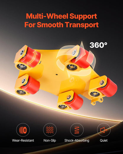 VEVOR Machine Skate, 8800 lbs Machinery Moving Skate, Machinery Mover Skate with 360° Rotation Cap and PU Swivel Rollers, Heavy Duty Industrial Machinery Mover with Handle for Warehouse, Workshop