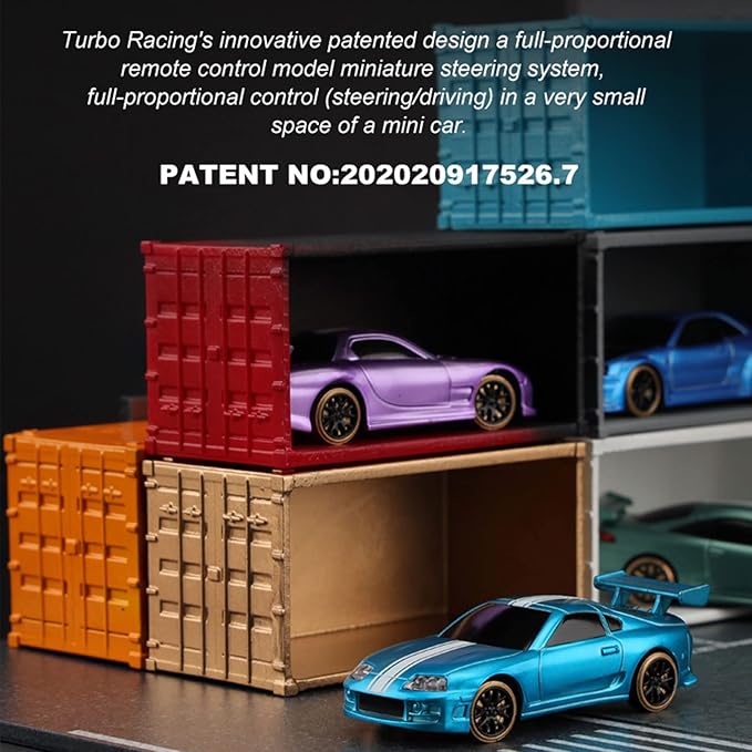 Turbo Racing C62 1:76 Scale Drift RC Car with Gyro Mini Full Proportional RTR 2.4GHZ Remote Control with 2 Replaceable Body Shell(Grayish Green)