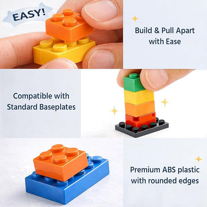 FUN LITTLE TOYS 1100 PCS Building Blocks for Kids 6-12 Creative Bulk Building Bricks Set for Open-Ended Play 147 Shapes 17 Colors Value Pack Compatible with Standard Baseplates
