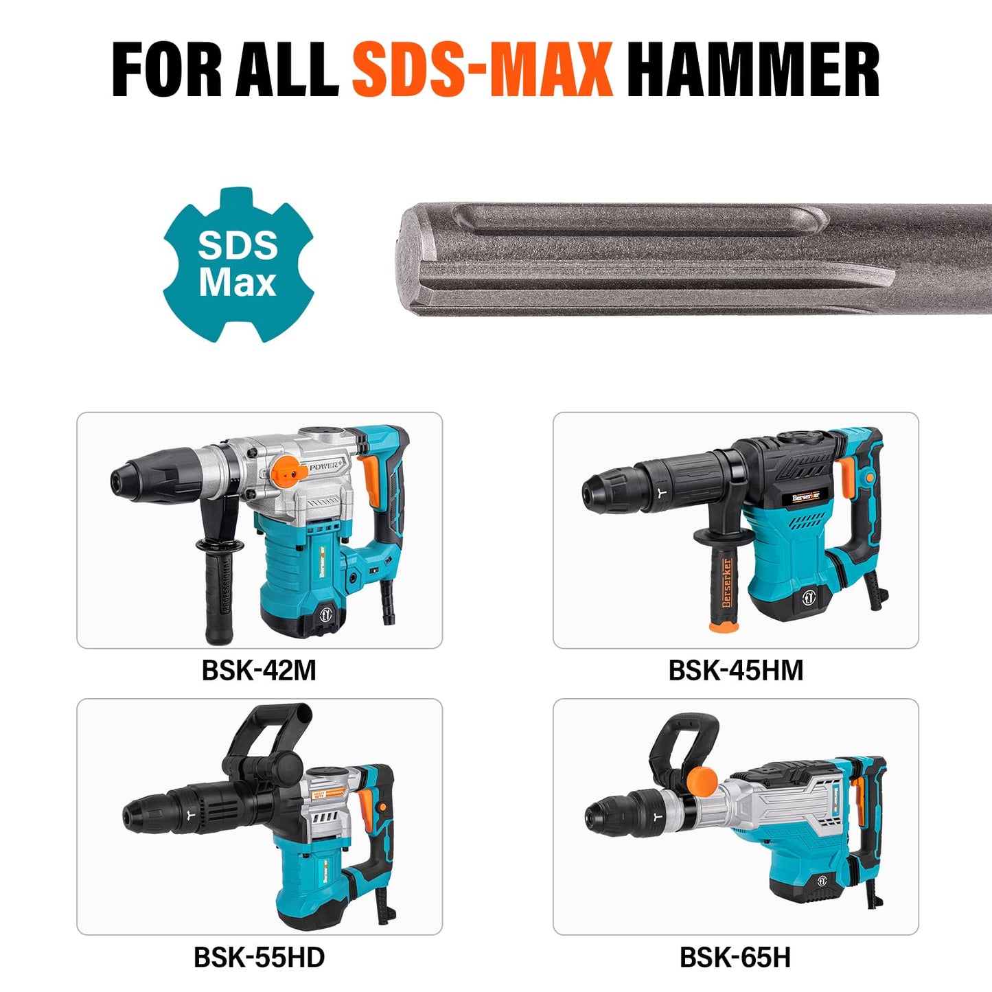 Berserker 25-Pound SDS-Max Demolition Jack Hammer with SDS Max Ground Rod Driver for 5/8 Inch & 3/4 Inch Ground Rods