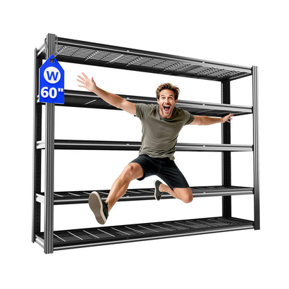 VDEVY 60" W x 72" H x 24" D Garage Shelving Heavy Duty,5 Tier Adjustable Metal Shelves Storage Rack,3030 LBS Large Industrial Shelving Unit for Basement,Warehouse,Garage Organization