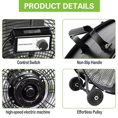 hykolity 30 inch High Velocity Drum Fan, 2-Speed Heavy Duty Industrial Shop Fan Up to 13000 CFM, Commercial Floor Fan for Warehouse, Workshop, Garage and Basement, Black