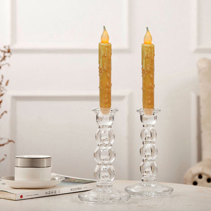 CVHOMEDECO. Real Wax Hand Dipped Battery Operated LED Timer Taper Candles Rustic Primitive Flameless Lights Decor, 6-3/4 Inch, Orange, 6 PCS in a Package