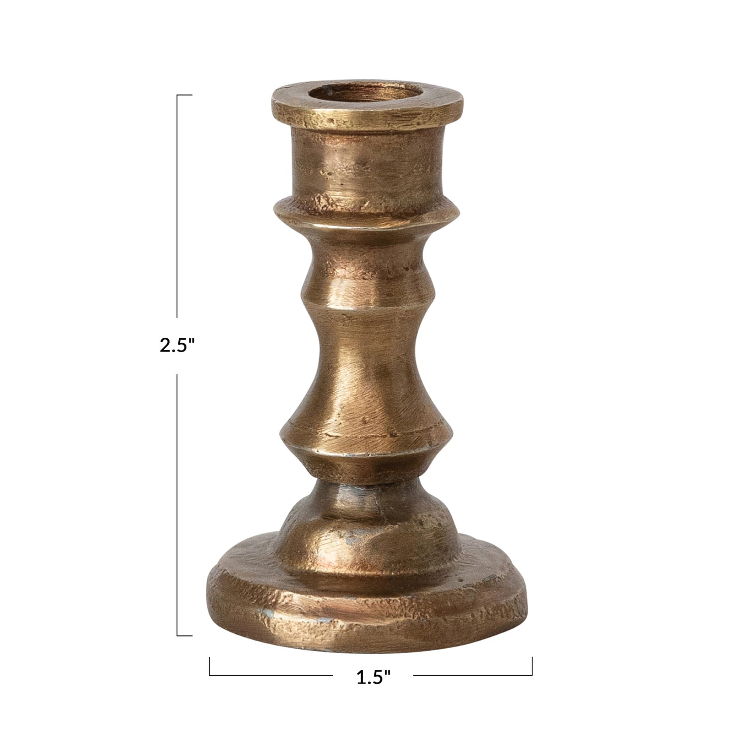 Creative Co-Op Small Antique Cast Aluminum Taper Holder, Gold