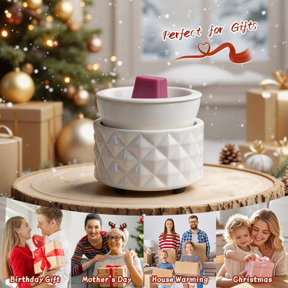 ASAWASA Ceramic Candle Warmer for Large Jars, Wax Melt Warmer with 1 PC Silicone Liner,4-in-1 Electric Warmer for Jar Candle Wax Cube Essential Oil Coffee Tea Mug, Ideal Gift for Home Office