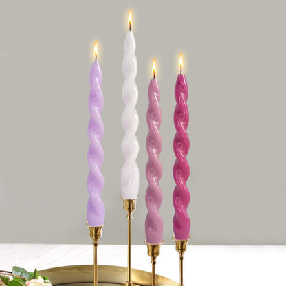 Spiral Taper Candle Unscented Candlesticks Purple Twisted Candles Long Twirl Candles Unique Candle Sticks for Home Dinner Wedding Party Decoration