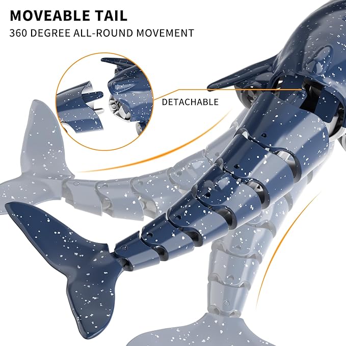 2.4Ghz Remote Control Whale Shark Toys for Boys Kids 1:18 Scale High Simulation Whale Shark for Pool Electric RC Shark Fish Toys with Light &amp Spray Water Function for 4 5 6 7 8 9 Year olds Kid