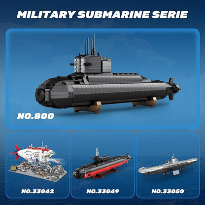 Reobrix Military Nuclear Submarine Building Sets for Adults Nuclear Submarine Toy Model Kit with Lights 800 Technical Collectible Home Office Decor Army Building Toys for Adult 14+(1498 PCS)