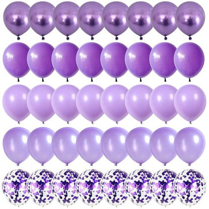 HILAVO Purple Mixed Balloons, 60 PCS 12inch Lavender Balloons Metallic Purple Confetti Latex Balloon for Girls Women Birthday Baby Shower Bridal Shower Wedding Party Decorations