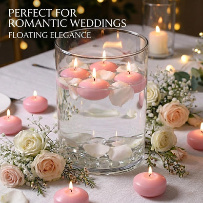 GINITIRI 36 Pack Light Pink Floating Candles,2 inch Unscented Dripless Floating Candle for Centerpieces,5-6H Burning 2" Water Candles Bulk for Cylinder Vases,Weddings,Christmas Party,Romantic Night