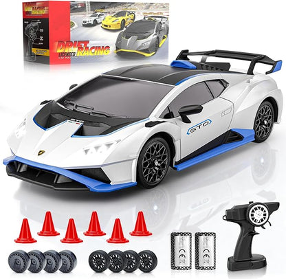 Lamborghini Remote Control Car 1:18 Scale Officially Licensed Lamboghini Toy Car Cool RC Cars Toys for 4 5 6 7 8 9 10 11 12 Year Old Boys Kids Adults Gifts 15km/h Fast RC Drift Car (White)