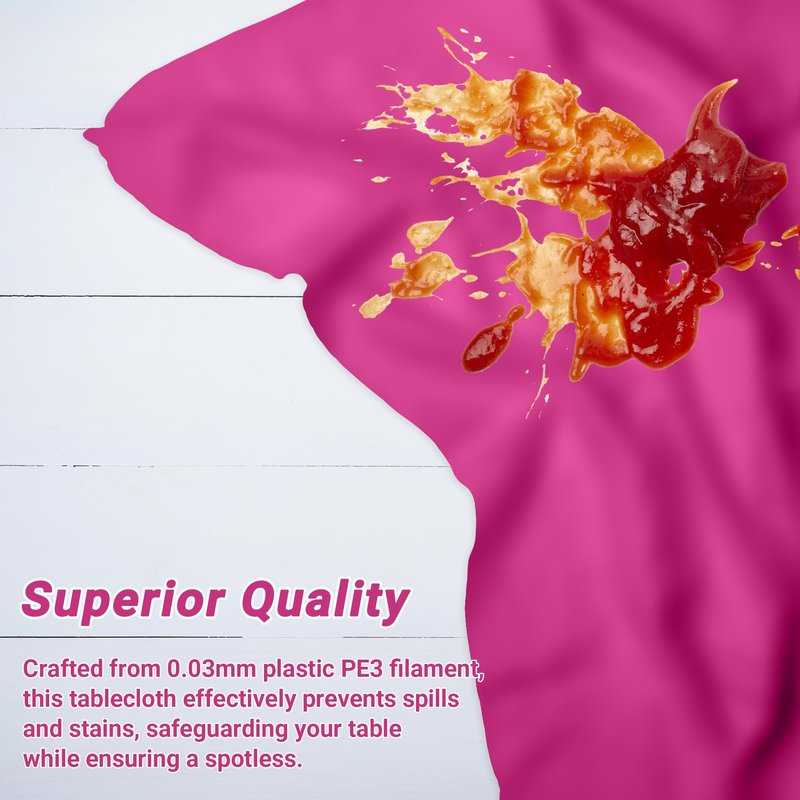 QZYL 2 Pack Picnic Table Cover, 108 x 54 Inches Hot Pink Tablecloth, Rectangle Plastic Tablecloth Disposable Table Cloth Party Tablecover, Decorative Party Supplies Decorations for Outdoor Indoor
