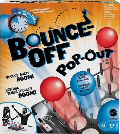 Mattel Games Bounce-Off Pop-Out Party Game for Kids Adults and Family Night Bounce Fast or Balls Go Flying for 1-4 Players