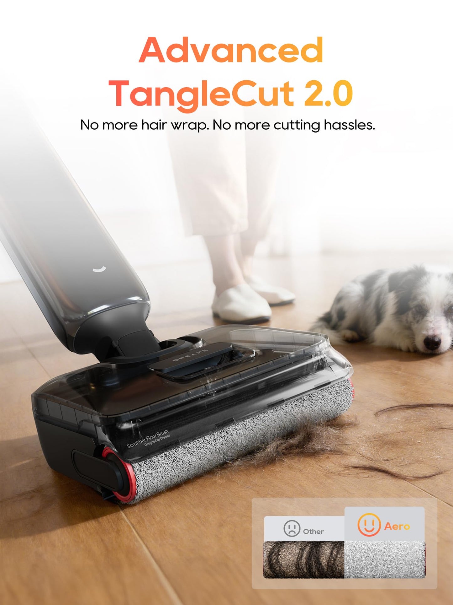 DREAME Aero Wet Dry Vacuum Cleaner, All-in-ONE Vacuum Mop for Wet & Dry Messes, 0 Hair Residue Great for Pet Owners, One-Press Self-Clean, 180° Lie Flat, 35mins Runtime for Hard Floor Cleaning