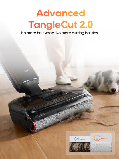 DREAME Aero Wet Dry Vacuum Cleaner, All-in-ONE Vacuum Mop for Wet & Dry Messes, 0 Hair Residue Great for Pet Owners, One-Press Self-Clean, 180° Lie Flat, 35mins Runtime for Hard Floor Cleaning