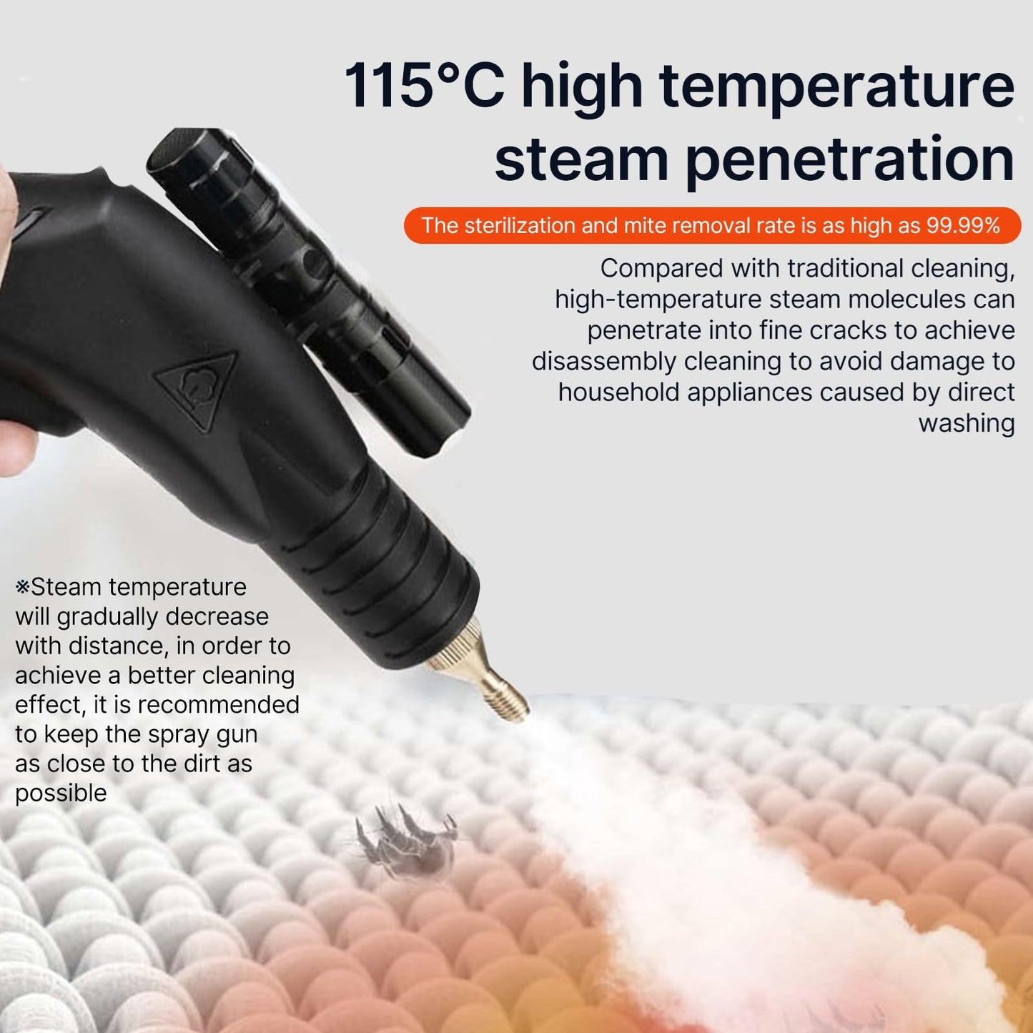 1700W High Pressure Steam Cleaner, Handheld Tankless Steamer with Hot & Cold Water Modes for Home & Auto Detailing - Cleans Tile Grout, Kitchen Grease, Floor Gaps (US Plug-Blue)