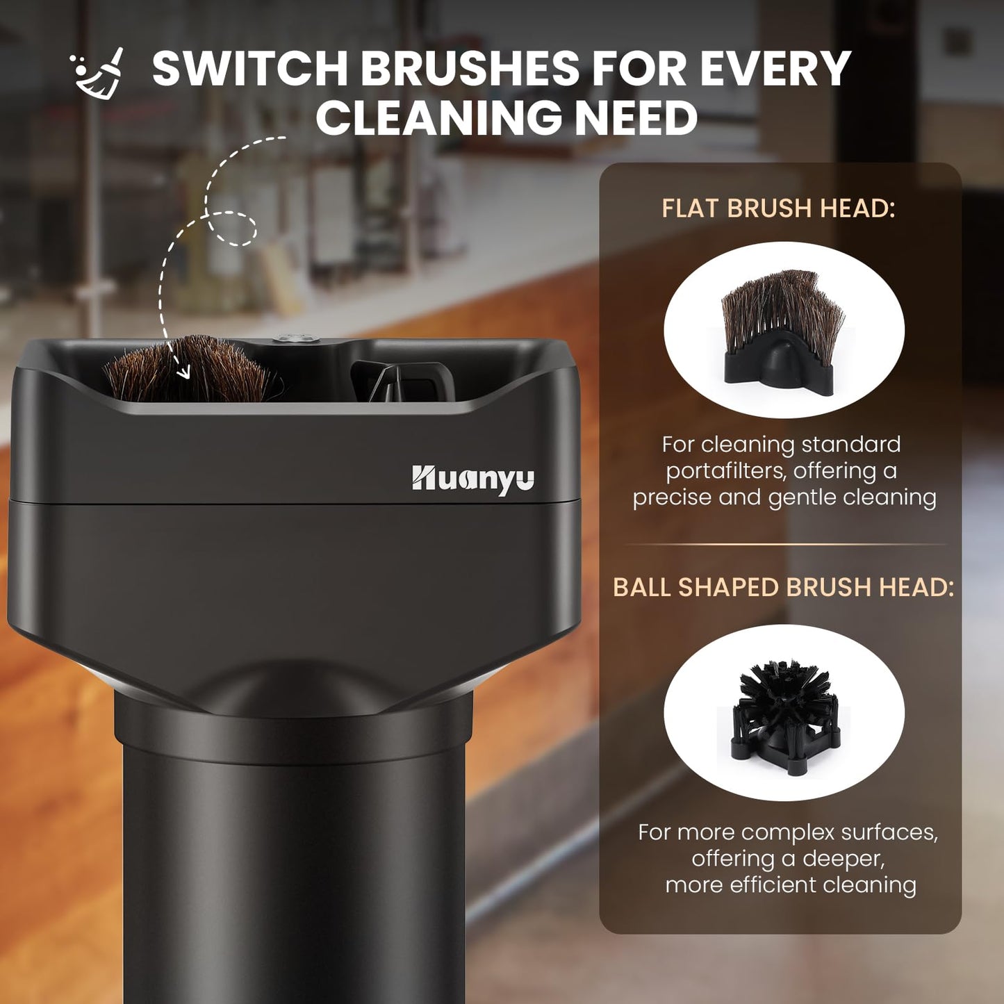 Huanyu Flat Burr Coffee Grinder with 19 Grinding Settings Large Capacity 35oz Red and Huanyu Electric Espresso Portafilter Cleaner 16L with Dual Brush Heads, 3 Scrapers Bundle