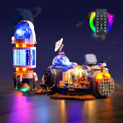 Upgraded Led Light Kit for Lego Mars Space Base and Rocket Building Set Remote Control Version Compatible with Lego 42605 (Model Not Included)