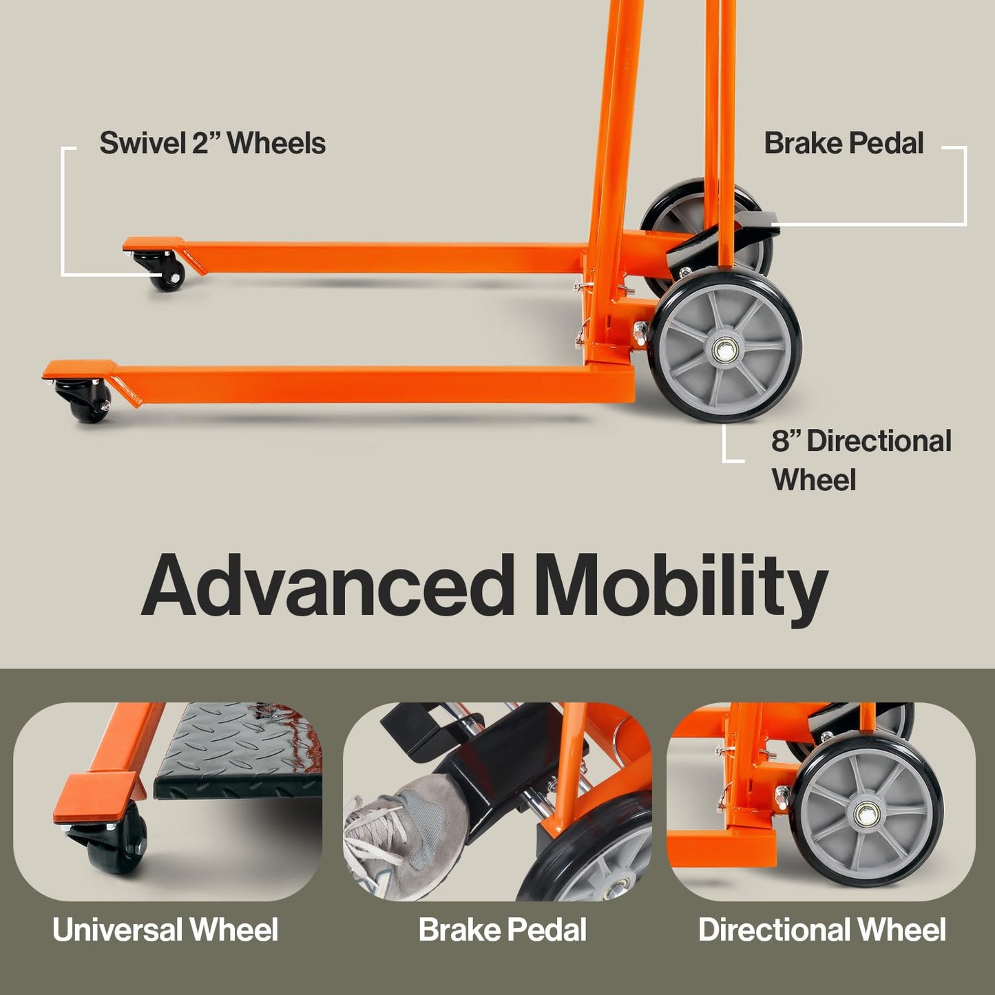 SuperHandy Material Lift Winch Stacker, Pallet Truck Dolly, Lift Table, Fork Lift, 330 Lbs 40" Max Lift w/ 8" Wheels, Swivel Casters [Patented]