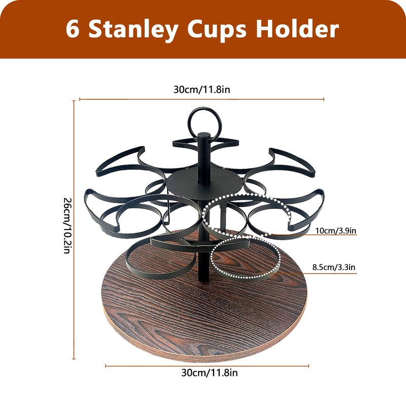 Tumbler Organizer,Ctancifang Rotating Stanley Cup Holder for Cabinet Fits 6 Bottles (40/30 oz), Stanley Organizer with Portable Handle for Kitchen, Camping, Parties,Easy to Grab Cup,Easy to Carry