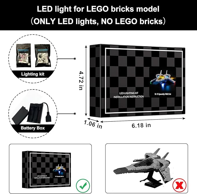 Vaodest LED Light for Lego Disney Pixar's Lightyear XL-15 Spaceship 76832 SetDesign and Configuration Compatible with 76832(LED Light Only Not Building Block Kit)