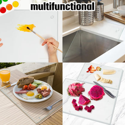 JAMBALAY 20"x16" Tempered Glass Cutting Board for Kitchen, Large Glass Cutting Board with Non-Slip Feet, Glass Chopping Board, Heat Resistant, Scratch Resistant, Dishwasher Safe