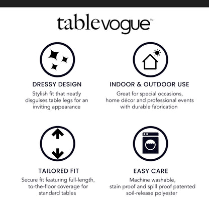 Tablevogue Machine Washable Polyester Solid Fitted Stain Resistant Table Cover Square Tablecloths for Events Wedding Special Occasions Table Cloth 34-inch, Black