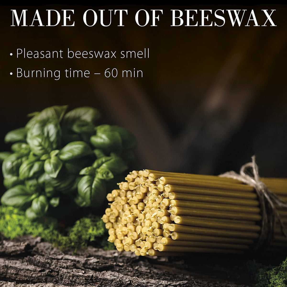 Danilovo Pure Beeswax Candles - Honey-Scented, Decorative Thin Taper Candles - Ideal for Birthday Decoration or Church Prayers - Drip Free, Tall & Smokeless Pack of 300 pcs, 7.3 x 0.24 inch