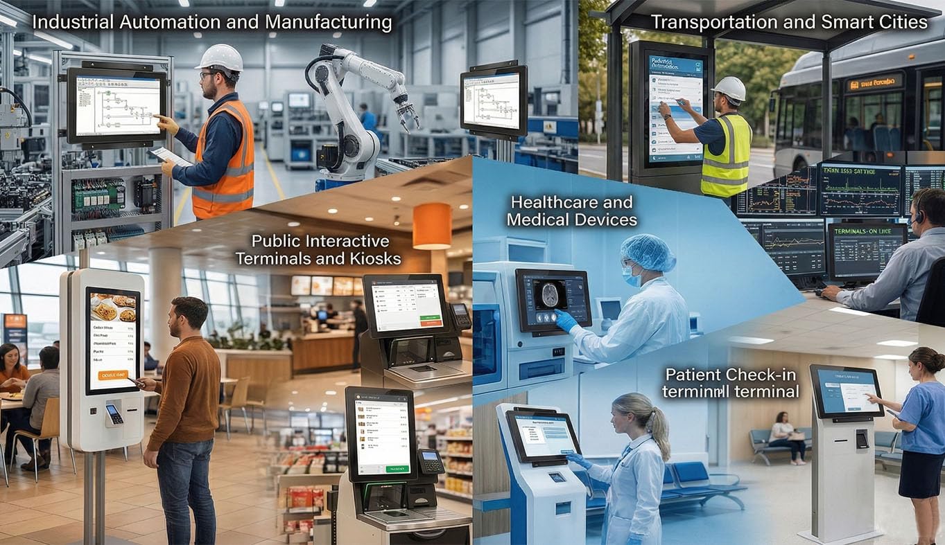 RIUIIN 18.5 Inch Industrial Touch Monitor Open Frame,1920x1080 Resolution Waterproof Impact-Resistant,dustproof and Oil Proof,VESA+Panel Mount, for Kiosk, Automation, POS，Vending,Digital Signage