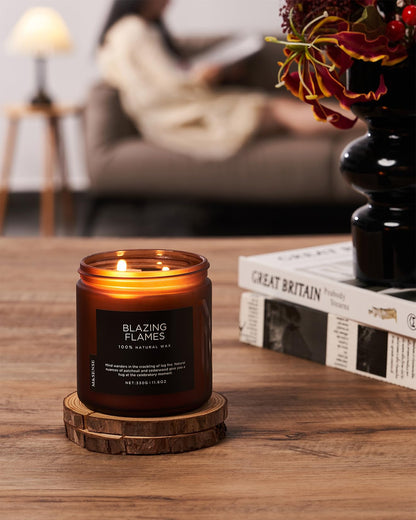M&SENSE Blazing Flame Candles for Home Scented, 11.6oz 70 Hours Long Lasting Candle for Home Decor Housewarming Gift, 2 Cotton Wick Natural Soy Wax Scented Candles Gifts for Mom Grandma Her